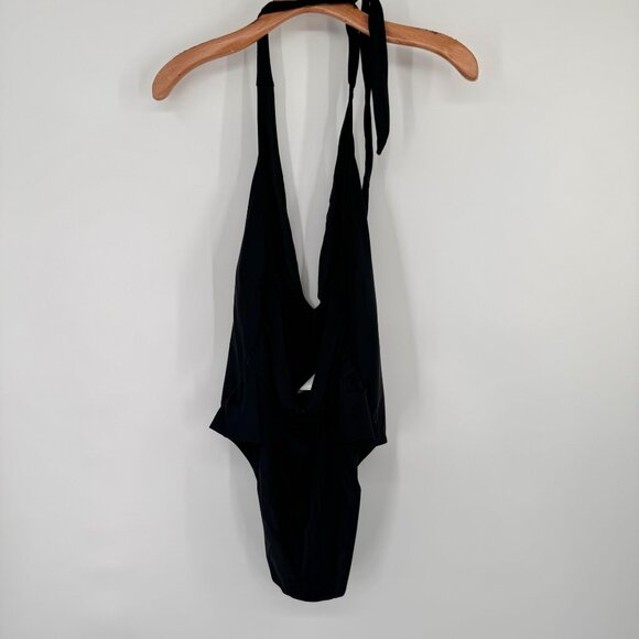 CUPSHE Womens Black Deep V One-Piece Swimsuit Large Nylon Spandex Blend new - Picture 9 of 11